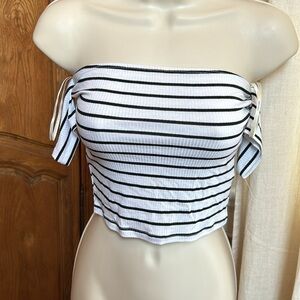 Forever 21 Striped Off-the-Shoulder Crop Top